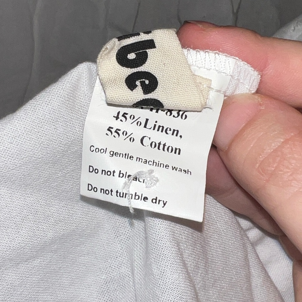 White Linen Cotton Blend Button Down